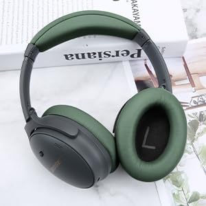 Protein Leather Ear Pads for Bose QuietComfort QC35 QC45 Headband Cushion Cover Replacement Kits with Protein Leather& Memory Foam (Cypress Green)