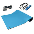 RubberStat Dual Layer ESD Compliant Workstation Rubber Table Mat Kit, Soldering, Cell Phone Repair, with Wrist Strap Set and Ground Cord - 24"x36" Blue