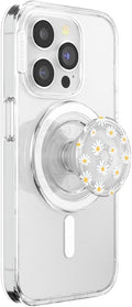 PopSockets Phone Grip for MagSafe with Kickstand, Magnetic Stand, Swappable Top, Secure Hold for iPhone MagSafe Cases, Phone & Tablet Grip, Cute PopSockets - Translucent He Loves Me Not