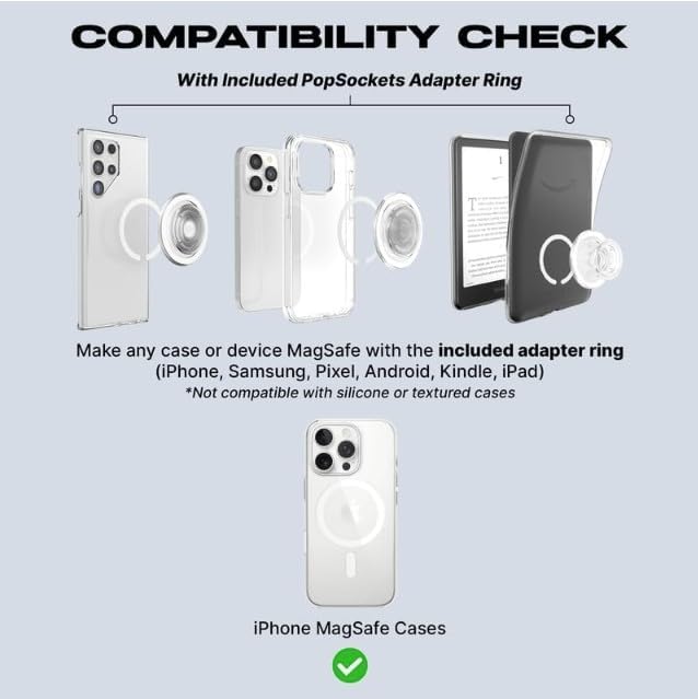 PopSockets Phone Grip for MagSafe with Kickstand, Magnetic Stand, Swappable Top, Secure Hold for iPhone MagSafe Cases, Phone & Tablet Grip - Alum Triangle Knurled Black