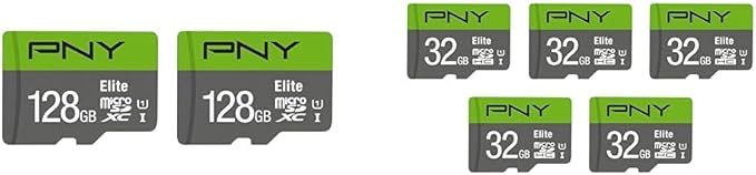 PNY 128GB & 32GB Elite Class 10 U1 microSDXC & microSDHC Card 2-Pack & 5-Pack Bundle
