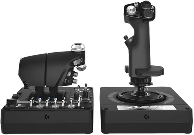 Logitech G X56 H.O.T.A.S Throttle and Joystick Flight Simulator Game Controller, 4 Spring Options, +189 Programmable Controls, RGB Lighting, 2x USB, PC - Black