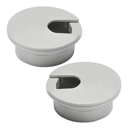2 Pcs Desk Grommet 2" / 50 mm, Desk Cord Hole Cover, Cable Grommet ABS Plastic, Desk Hole Grommet for Home & Office Pc, Detachable Cable Cord Organizer-Light Grey