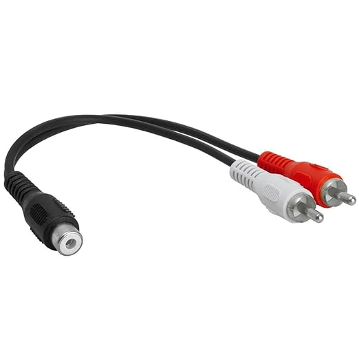 Cmple - 2 RCA Male to 1 RCA Female Stereo Audio Y-Cable, Plugs to Jack Y-Adapter Subwoofer Cable, Gold Plated