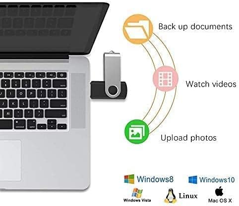 JUANWE 2GB USB Flash Drive 10 Packs, 2.0 Thumb Drives 360° Swivel Shell, USB Sticks Jump Drives for Storage, Mutipack Zip Drive Pen Drive for Computer/Car，Bulk Memory Sticks - Black