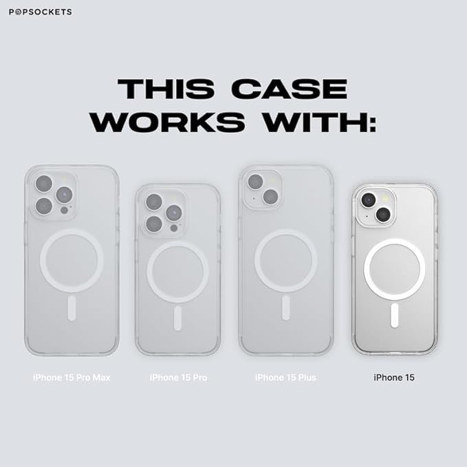 PopSockets iPhone 15 Case with Phone Grip and Slide Compatible with MagSafe, Phone Case for iPhone 15, Wireless Charging Compatible - French Navy