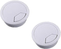 2pcs 2 inch Desk Wire Cord Cable Grommets Hole Cover for Office PC Desk Cable Cord Organizer Plastic Cover Black (White-2Pcs)