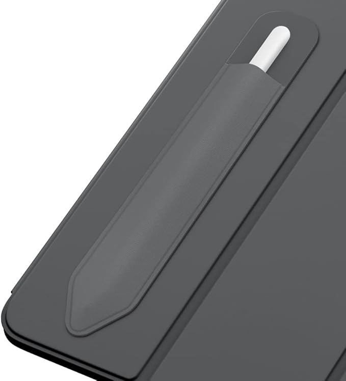 MoKo Pencil Holder Sticker for Apple Pencil Pro, Apple Pencil (USB-C), Apple Pencil 1st/2nd Generation, Elastic Pencil Case, Adhesive Pouch Attached to Pencil Case, Dark Grey