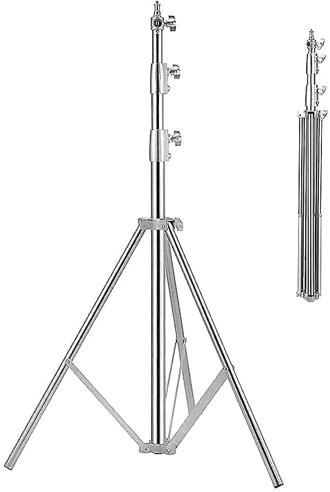 Stainless Steel Photography Video Tripod Stand, Spring Cushioned Heavy Duty Tripod Stand, 9.5ft/2.8m, Universal Adapter for Photography Studio Monolight Reflector Portrait