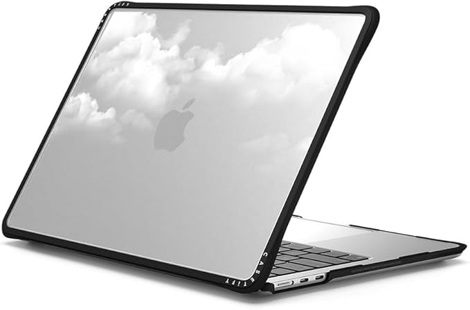 CASETiFY Impact MacBook Air 13.6" (M2-M4) Case [Cushioned Impact Corners/Scratch-Resistant/Anti-Slip Grip] - Clouds - Clear Black