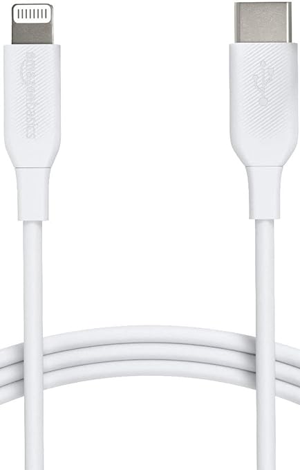 Amazon Basics USB - C to Lightning ABS Charger Cable, MFi Certified Charger for Apple iPhone 14 13 12 11 X Xs Pro, Pro Max, Plus, iPad, 6 foot, White
