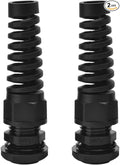 Strain Relief Cord Connector, CGELE 2 Pack NPT 1/2" Waterproof Cable Gland Cord Grip Spiral Adjustable Connector Strain Relief Cord Connectors Joints Nylon with Gaskets