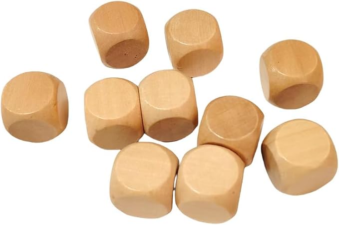 10 Pcs Wooden Dices, Round Corner Cube Dice 6 Sided Blank Dice DIY Graffiti Dices Crafts Toy Board Game Party Supplies Standard Game Dice (1.8cm)