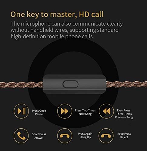 CCA C12 in Ear Monitor Headphones 5BA 1DD Hybrid HiFi IEM Earphones Noise Isolating Stereo Wired Earbuds for Musicians Audiophile Singers DJ（with mic）