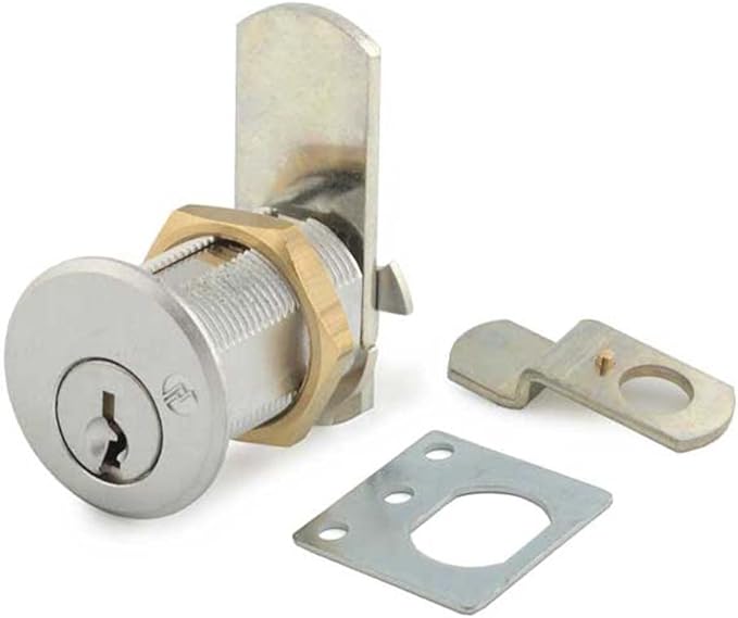 Olympus Lock DCN4 Rekeyable Cam Lock | 1-3/4" Cylinder KD Key Lock, Keyed Different | US26D Chrome Cabinet Lock | Grade 1 | Reversible for Doors & Drawers