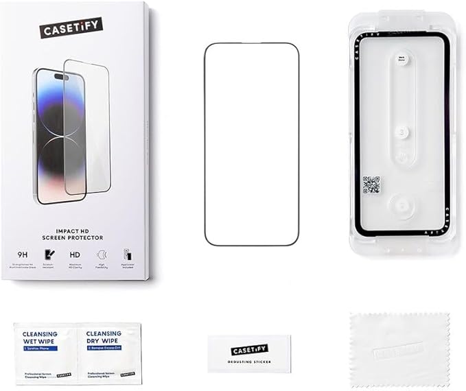 CASETiFY Impact HD Screen Protector [Strengthened 9H aluminosilicate glass, applicator included] for iPhone 16 Pro