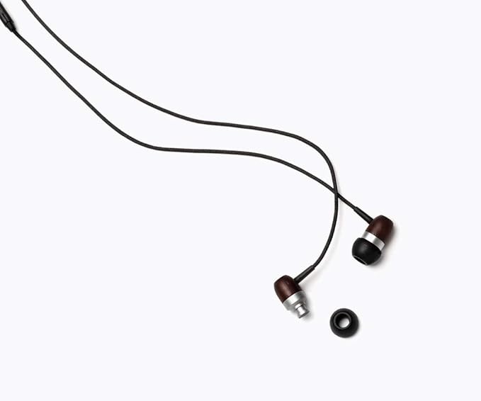Symphonized Premium Wooden Earphones Wired (3.5mm Jack) Deep Bass Sound, 3D Sound, Microphone Volume Control, 90% Noise Cancelling for Type C Devices. Earphones for Android