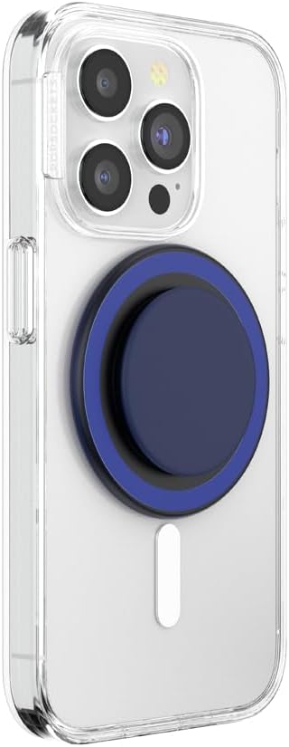 PopSockets Phone Grip for MagSafe with Kickstand, Magnetic Stand, Swappable Top, Secure Hold for iPhone MagSafe Cases, Phone & Tablet Grip - PopOut Basic Naval