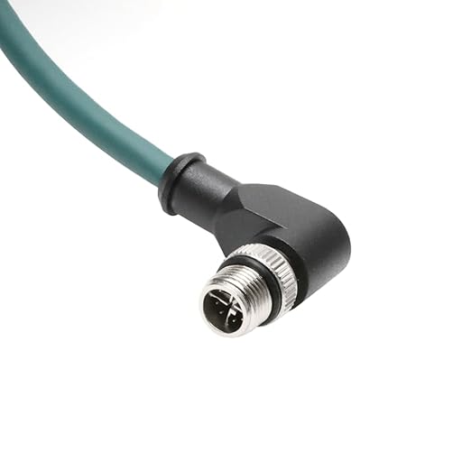 Alvin's Cables M12 X-Code 8 Pin Male to RJ45 Ethernet Cable for Cognex Keyence Camera, High-Flex Cat6a Cable for Industrial Automation, Fieldbus Module, Robotics, Right Angle 49.2ft/15m Green