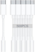 USB-C to 3.5mm Audio Headphone Adapter - HiFi 500 Pack Compatible with Apple iPhone 16 15 Samsung Galaxy S25 S24 S23 S22 S21 Plus Pro Max Ultra Pixel iPad - Type C to Aux Cord Jack Dongle Adapter
