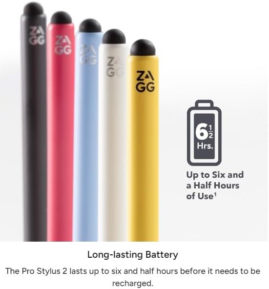 ZAGG Pro Stylus 2 with Active & Capacitive Tips, Palm Rejection, Tilt Recognition, Bluetooth Pairing, Compatible w/iPad Pro 11/12.9 (3,4, & 5 Gen)/Air 10.9/iPad 10.2/9.7/Mini 5/ iPad Air (M2) - Pink