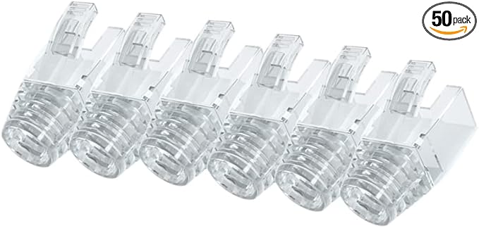 50 Pcs Cat7 Cat7A Cat8 Strain Relief Boot, RJ45 Plug Connector Cover Modular Network Plug Connector Cap Cable Connector Boots, Transparent