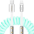 chubbycable Colorblock Chubby - Spring Braided Silicone Charge Cable Coiled USB C Cable Fast Charging Type C Charger Cord for Car, Light Blue+White, USB-A to Type-C, 2.29FT-3.6FT