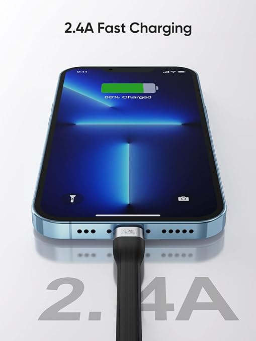 CableCreation MFi Certified iPhone Charging Cable - Short 15 cm, USB to Lightning, Fast Charging, Compatible with iPhone 14/14 Pro Max/13/12/12 Pro/11/X/XR/8/8 Plus/7/6S/6/SE, iPad