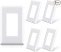ELEGRP 1-Gang Glossy White Screwless Decorator Wall Plates, Standard Size Unbreakable Thermoplastic Faceplate Cover for Decorator Receptacle Outlet Switch, UL Listed, 5 Pack