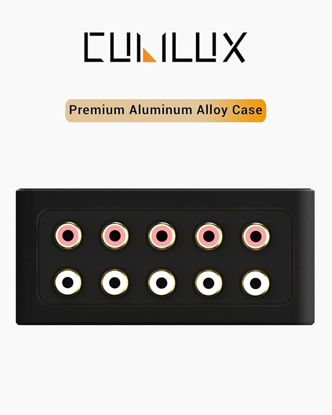 Cubilux AS-R1 4-Way Audio Splitter Box - 4-Channel Stereo RCA Splitter - Aluminum Alloy (1 in 4 Out)