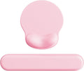 Ergonomic Mouse Pad Wrist Support Set, Memory Foam Keyboard Wrist Rest Set, Relieve Wrist Pain Keyboard Pad, Non-Slip Base Mousepad(Pink Set)