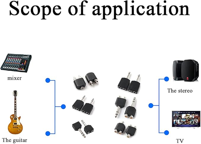 Hahiyo 6.35 M-2x6.35 F-TS Stereo Plug Interconnect Audio One Male 6.35mm(1/4 inch) and Two Females 6.35mm(1/4Inch) Adapter Splitter Good Signal Sound Snap Tight Not Wobble for Guitar Black 2pcs