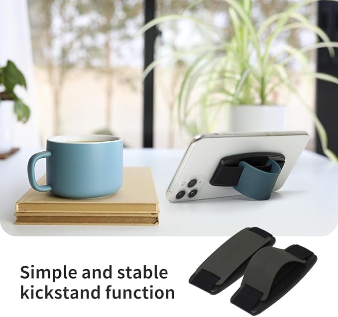 Sinjimoru Detachable Phone Grip Kickstand for Wireless Charging Compatible Phone Finger Holder for iPhone & Smartphones. Sinji Mount S-Grip Navy