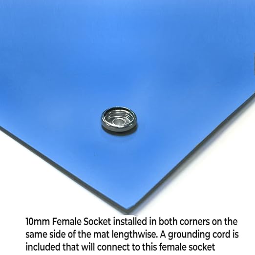 RubberStat Dual Layer ESD Compliant Workstation Rubber Table Mat Kit, Soldering, Cell Phone Repair, with Wrist Strap Set and Ground Cord - 36"x60" Royal Blue