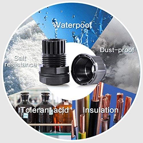 XHF 20 Pcs 1" IP68 Strain Relief Nylon Cord Grip Waterproof NPT Cable Glands Adjustable UL Listed and RoHS Compliant (Grey)