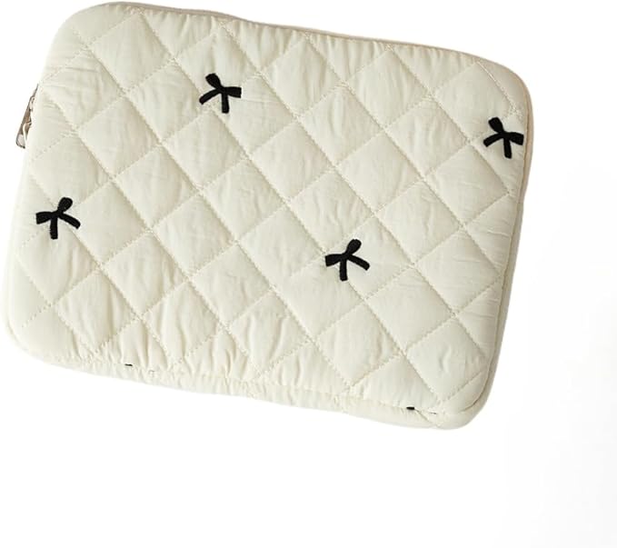 Cute Bow Graphic Carrying Laptop Bag Y2K Preppy Laptop Sleeve Case Bag Kawaii Pad Computer Protect Case Pouch (13-14 inch,White)