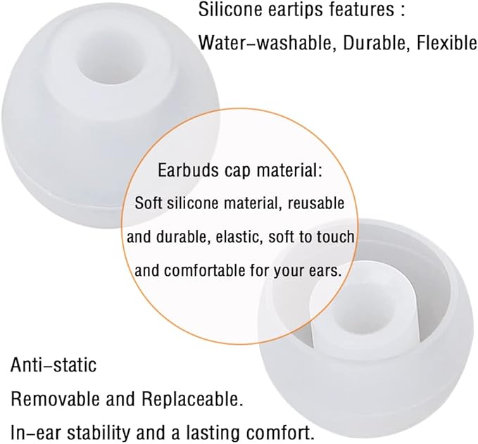 Silicone Ear Tips Replacement Earbud Tips for In-Ear Headphones (Inner Hole 3.8mm-5.5mm) 18 Pairs S M L