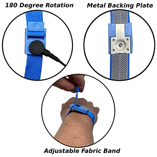 RubberStat Dual Layer ESD Compliant Workstation Rubber Table Mat Kit, Soldering, Cell Phone Repair, with Wrist Strap Set and Ground Cord - 48"x48" Blue