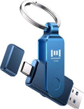 MOSDART 512GB Dual USB C Flash Drive, Speed Up to 150MB/S Type C 3.1 Thumb Drive with Keychain, for iPhone 15 and 16, Android Phone, iPad, MacBook, and Laptops, Navy Blue