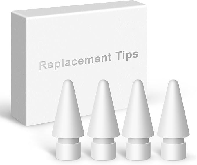 Replacement Tips for Apple Pencil 1st/2nd Gen,No Wear Out Upgraded Apple Pencil Tips,Pencil Nibs for Precise Control - Replacement Tips for iPad Pencil - 4 Pack White