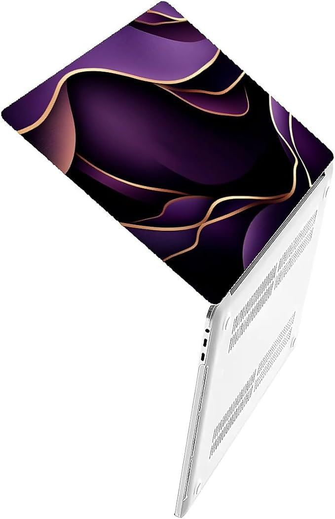Compatible with MacBook Air 13.3 13.6 Inch Case 2022 2021 2020 2019 Plastic Hard Shell Case Cover,13.3 Air (A1932/A2179/A2337), Purple and Gold Color Line