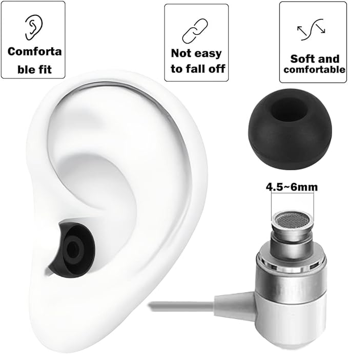 Earbud Tips - 9 Pairs, Compatible with Powerbeats 2/3, LG, Samsung - Black