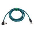 M12 GigE Ethernet Network Cable CAT7e for Cognex Baumer Sensor Barcode Reader Camera Network PC Switch, Right Angle 90-Degree 8 Pin X-Coded to RJ45 50M