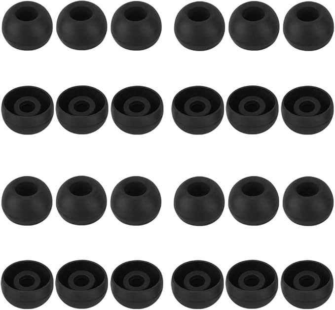 Earbud Replacement Tips - Silicone Earbud Caps for In-Ear Headphones, Black Large 10 Pairs