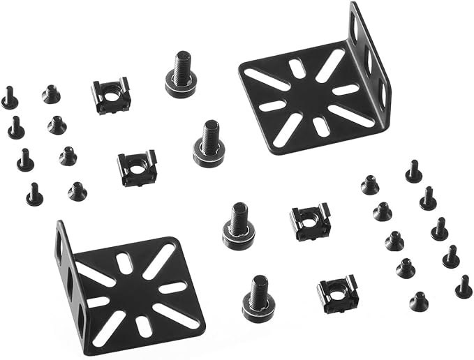 Rack Mount Kit for 17.3 inch Switches, Adjustable Rack Ears for Buffalo Tech, Cisco, NETGEAR,Dell, D-Link, Linksys and TRENDnet Products, Adjustable Hole Distance 13-35mm