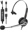 Wantek Monaural Corded USB Headsets with Noise Cancelling Mic and in-line Controls, UC Business Headset for Skype, SoftPhone, Call Center