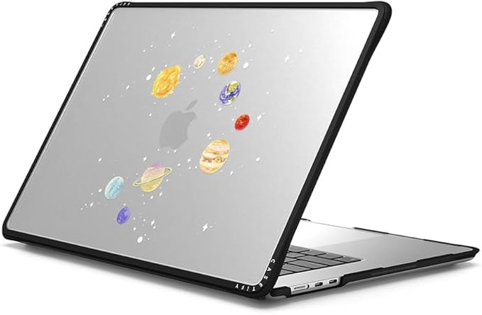 CASETiFY Impact MacBook Air 15" (M2-M4) Case [Cushioned Impact Corners/Scratch-Resistant/Anti-Slip Grip] - Solar System - Clear Black