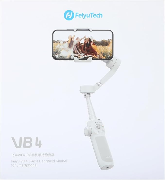 FeiyuTech VB 4 Smartphone Gimbal with 8.4''Extendable Rod,AI Tracking,Gesture Control,Foldable&Portable Gimbal Stabilizer for Vlog YouTube TikTok Live Video Record,iPhone&Android,Max 0.57lb