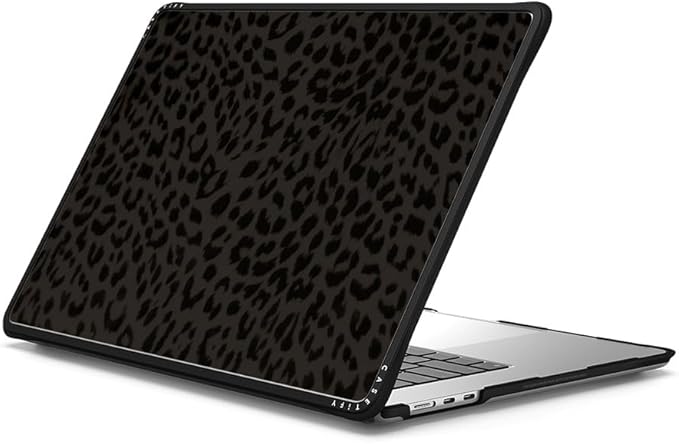 CASETiFY Impact MacBook Air 15" (M2-M4) Case [Cushioned Impact Corners/Scratch-Resistant/Anti-Slip Grip] - Leon Leopard - Clear Black