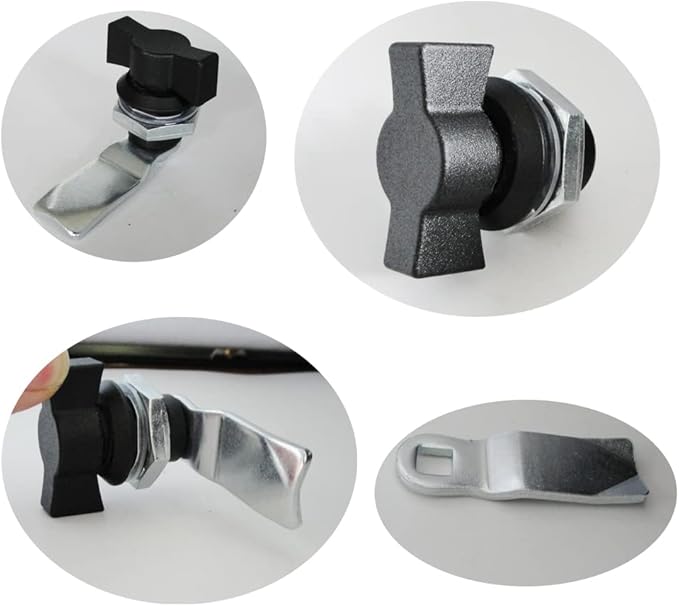 WJSKDQ 4pcs Thumb Operated Offset Cam Lock Thumb Cam Lock for Machine Cabinet Drawer Black_3